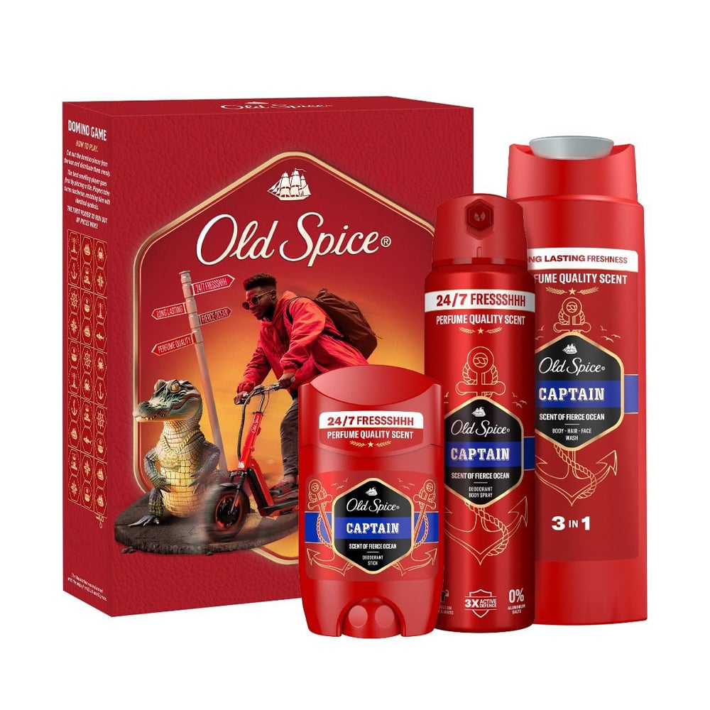 Уцінка! Чоловічий подарунковий набір Old Spice Captain Urban Traveller (дезодорант, 150 мл + дезодорант-стік, 50 мл + гель для душу, 250 мл)